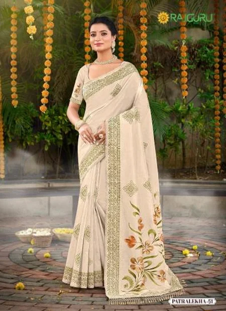 Rajguru Patralekha Tusser Silk Brush Printed Saree Orders In India

